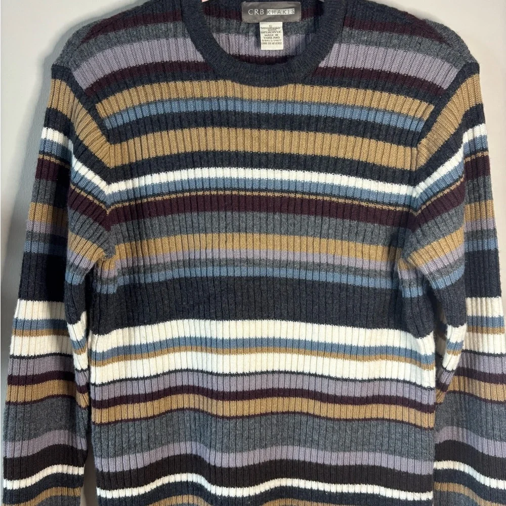 CRB Khakis Merino wool‎ blend size Sstriped Sweater - Multicolor